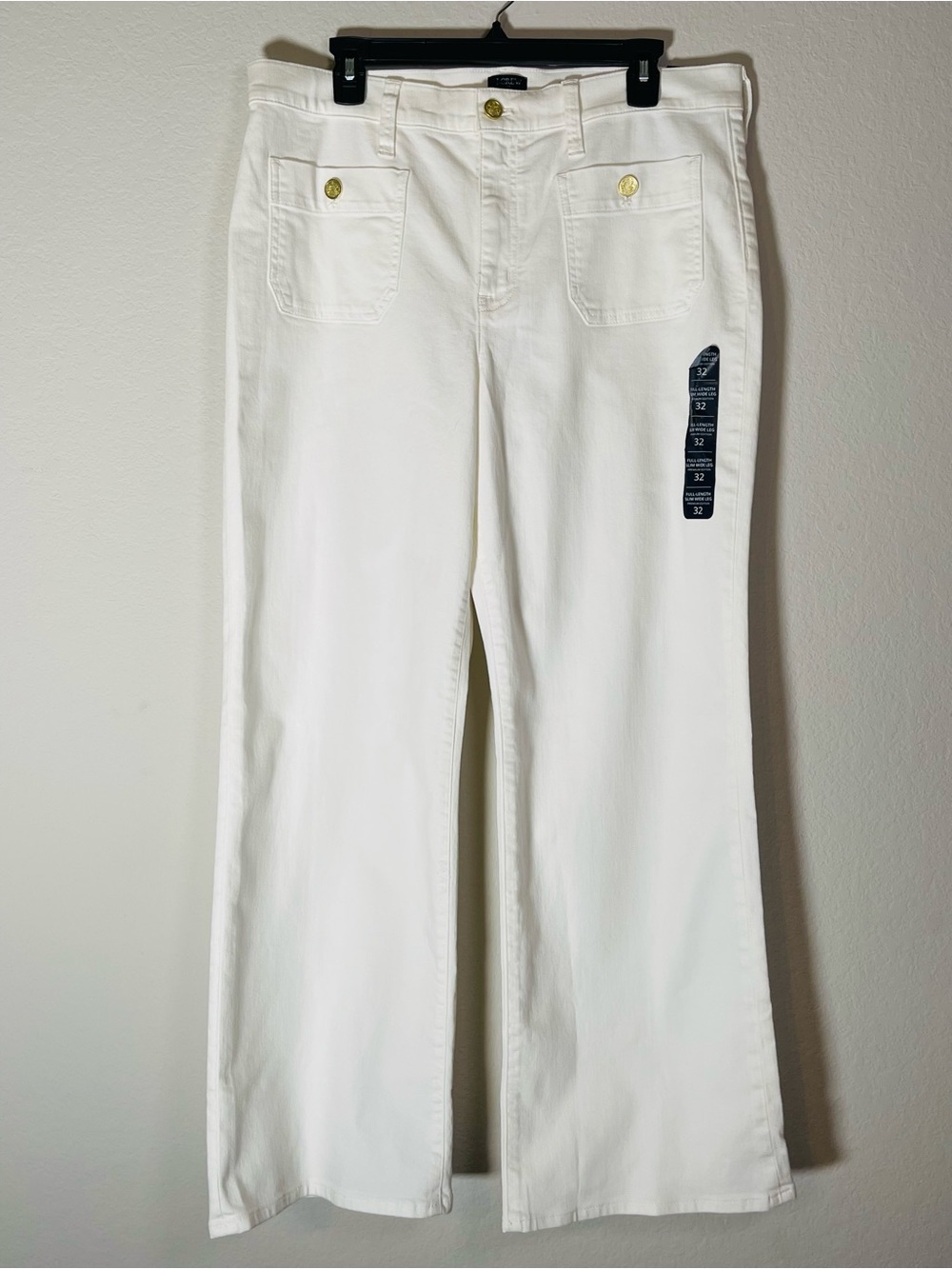 J Crew Fac NWT Slim Wide Leg Sailor Jeans Size 32 All Day Stretch Seashell White - Picture 4 of 14